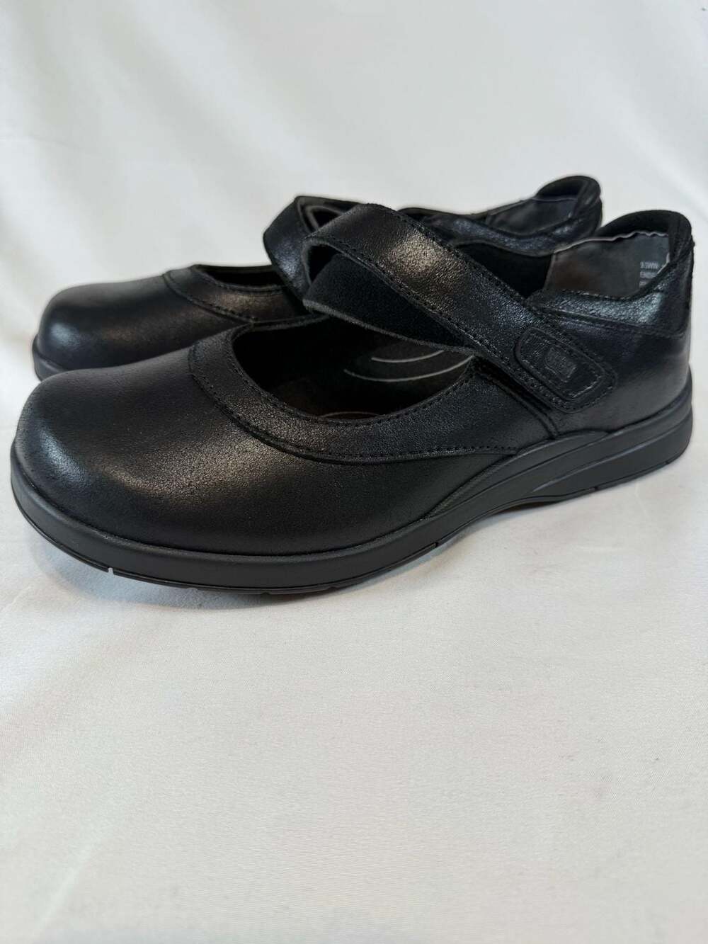 Drew Womens Endeavor Mary Jane Shoes Size 9.5WW Black Leather Comfort Orthopedic